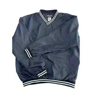 Drift Creek Men’s Large Navy V Neck Athletic Long Sleeve Windbreaker Sweatshirt